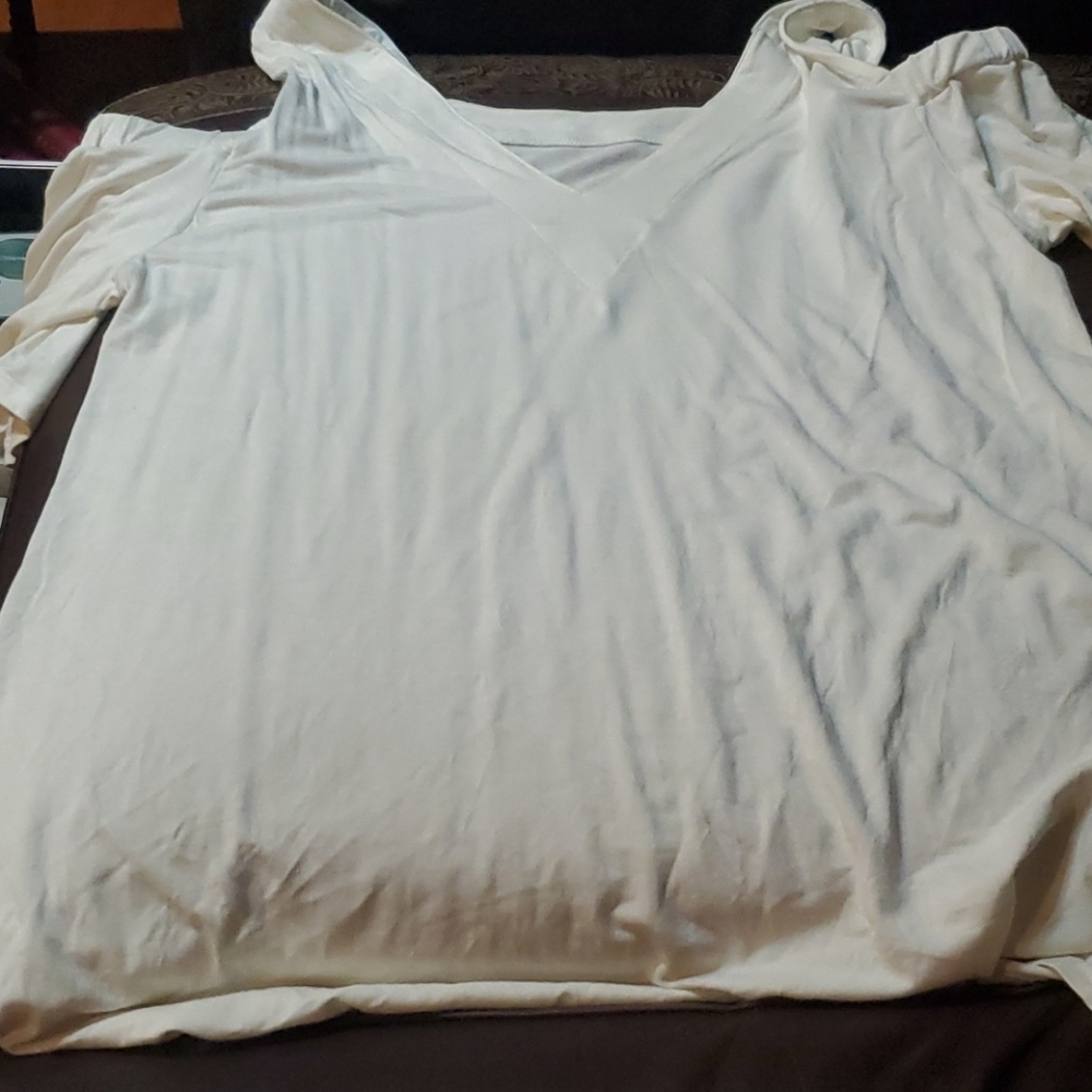 Red by bke white open shoulder top